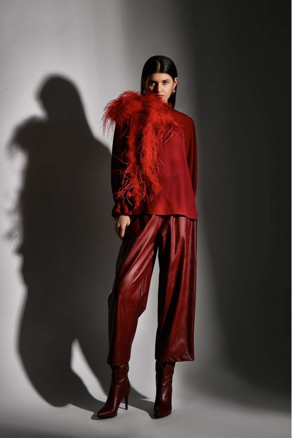 U R Ink PIERA054W1A7 PANTALONI BORDEAUX Soddisfazione Garantita