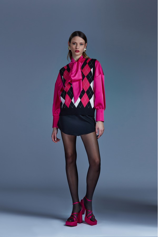 U R Ink MEXICALI484W22A TOP e BODY NERO/MAGENTA Consegna Veloce