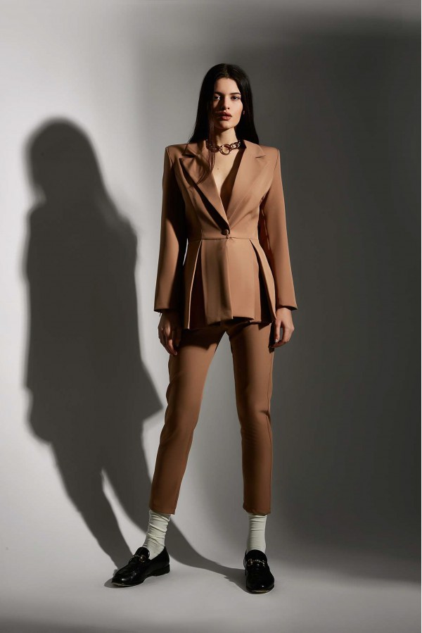 U R Ink RICCARDINA 054W1B0 PANTALONI BEIGE Consegna Veloce