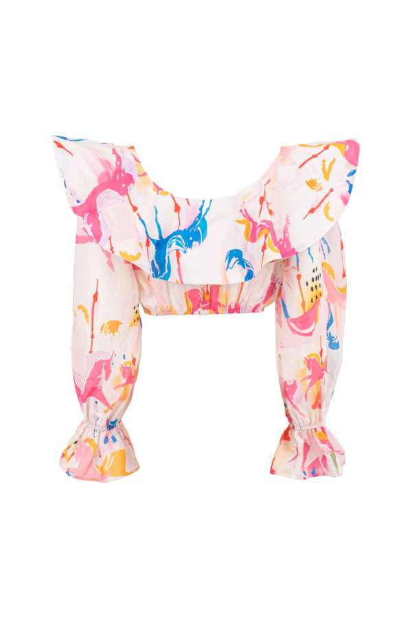 U R Ink LA PAZ 124S3U6 TOP e BODY BIANCO-ROSA-BLU Sottocosto
