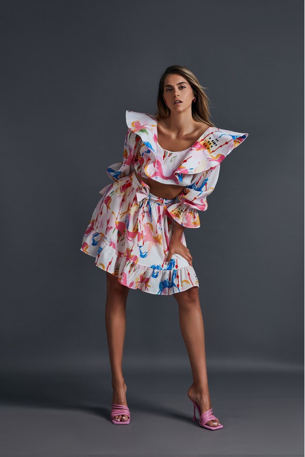 U R Ink LA PAZ 124S3U6 TOP e BODY BIANCO-ROSA-BLU Sottocosto