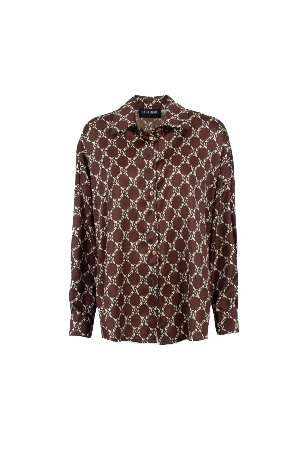 U R Ink DELIZIA044W1A3 CAMICIE e BLUSE BROWN Nuovo