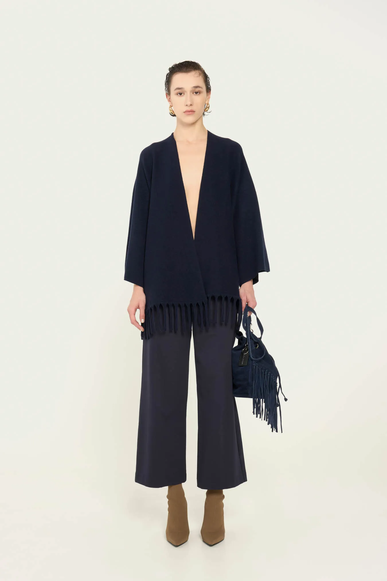 ﻿Vicario cinque Cardigan over viscosa con frange Mildred Comprare a buon mercato