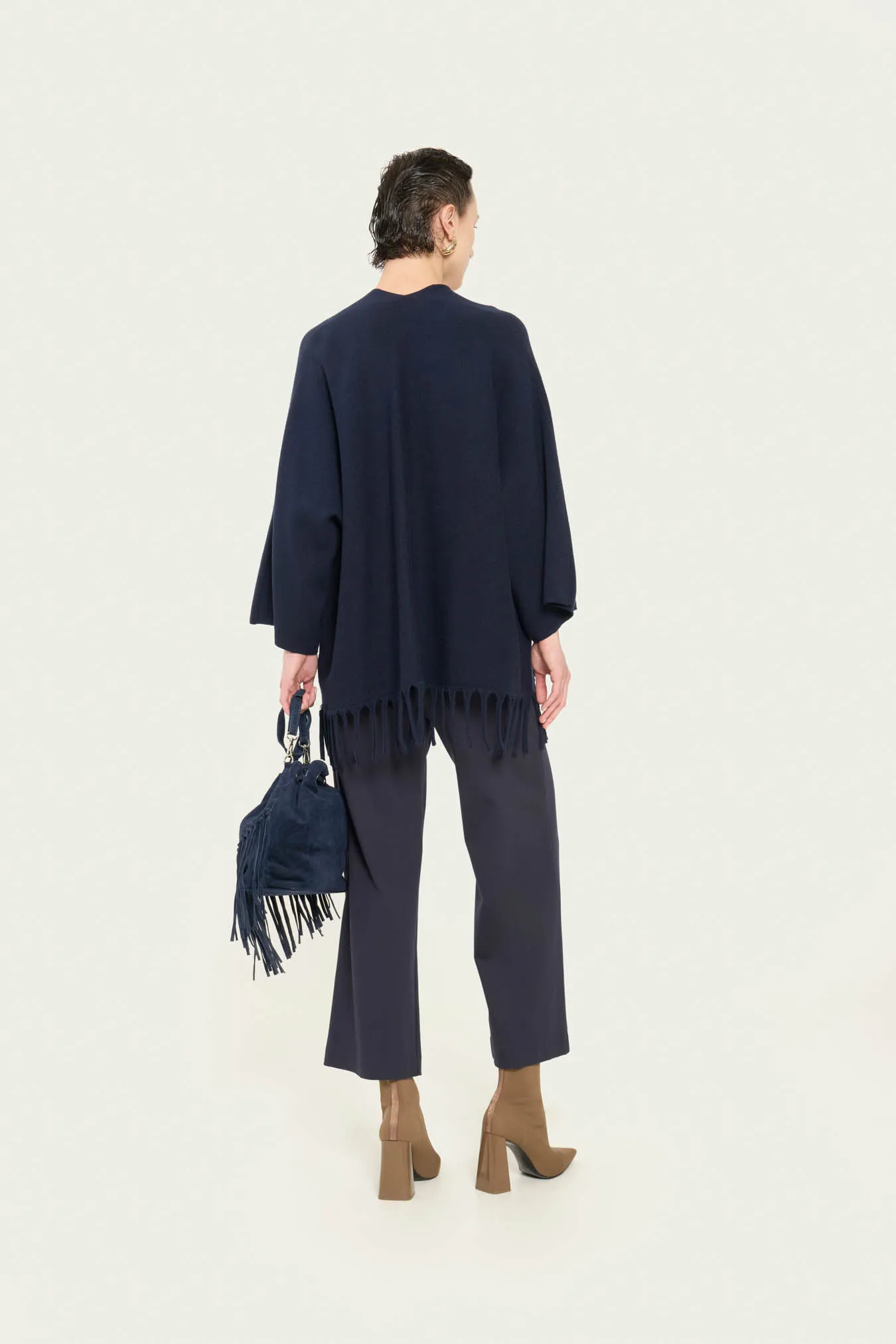 ﻿Vicario cinque Cardigan over viscosa con frange Mildred Comprare a buon mercato
