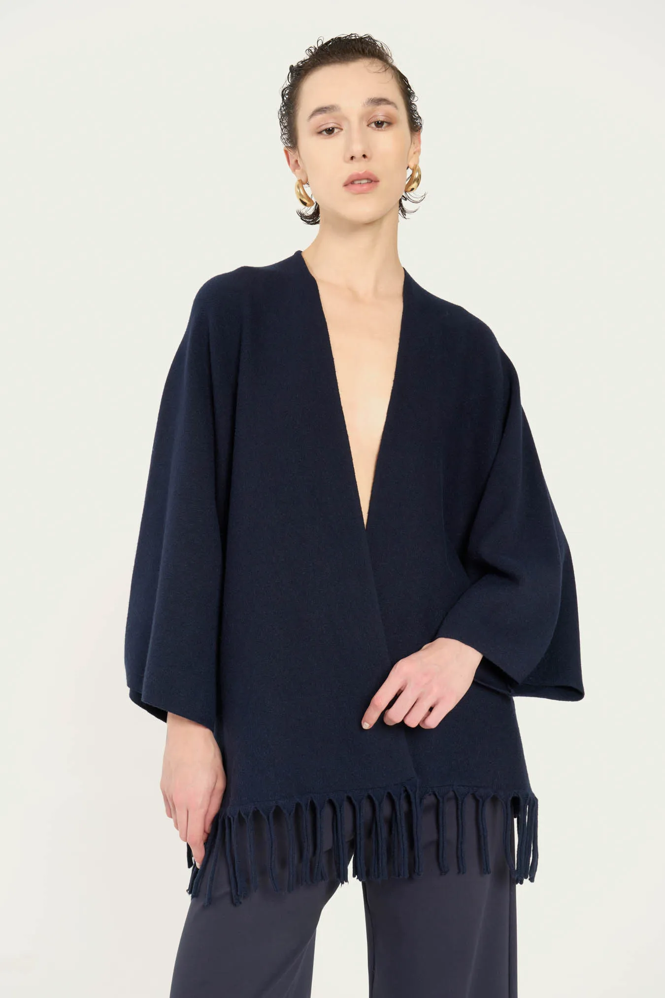 ﻿Vicario cinque Cardigan over viscosa con frange Mildred Comprare a buon mercato