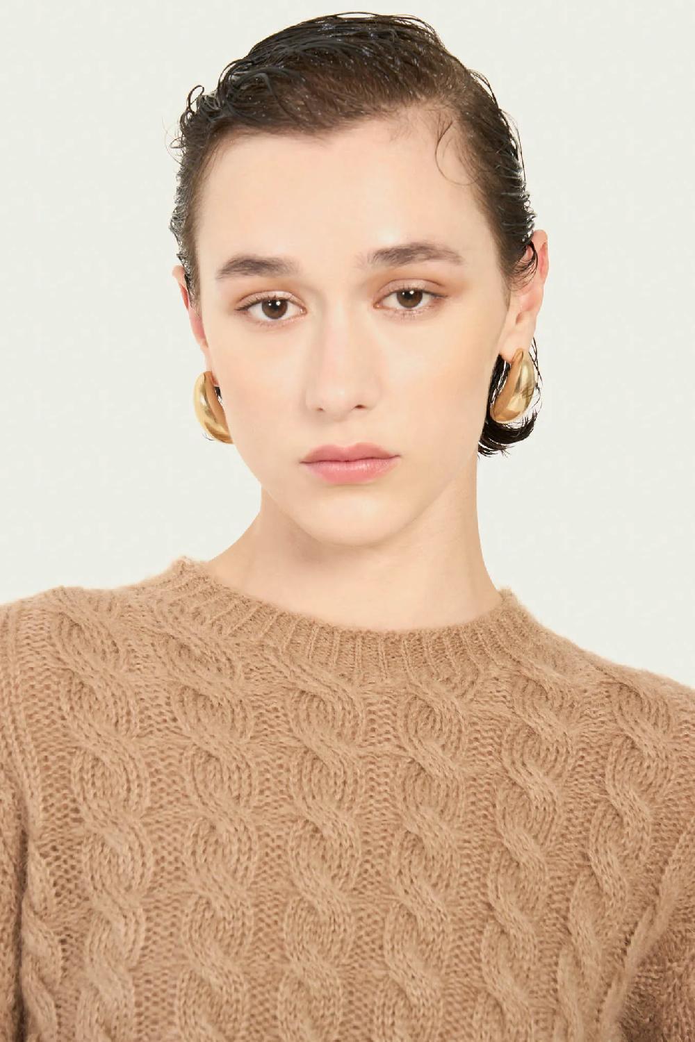 Vicario cinque Pullover in mohair cammello slim fit Mabella Affare Del Giorno