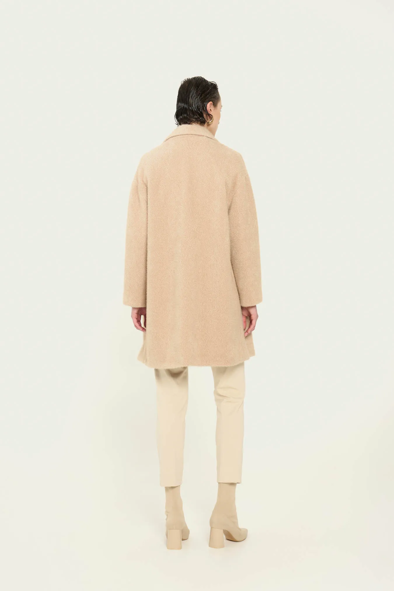 Vicario cinque Cappotto monopetto in panno beige Cesilia Offerta