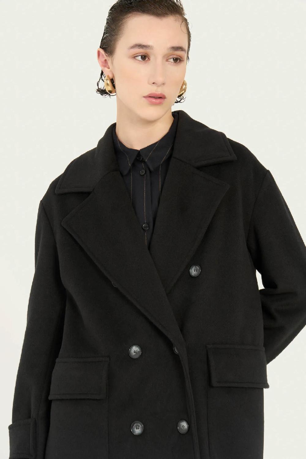 Vicario cinque Cappotto doppiopetto oversize nero Cate Online