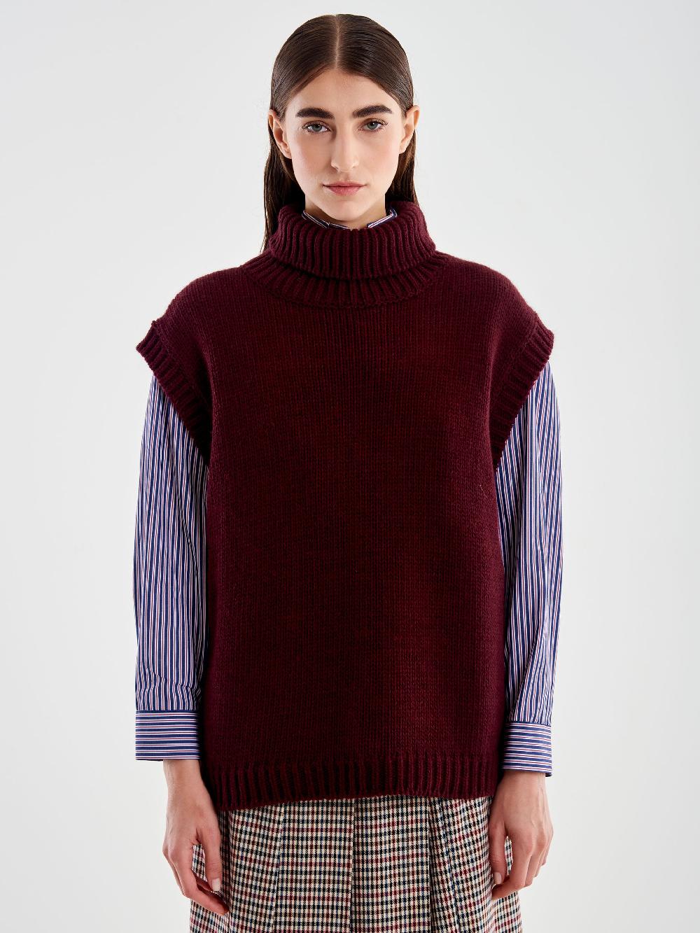 Vicolo Pull Collo Alto senza Maniche Bordeaux Black Friday