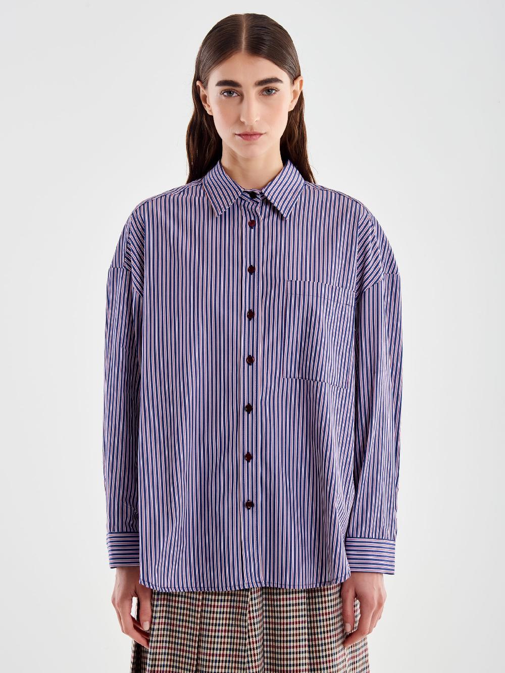 Vicolo Camicia con Tasca a Righe Blu Economico