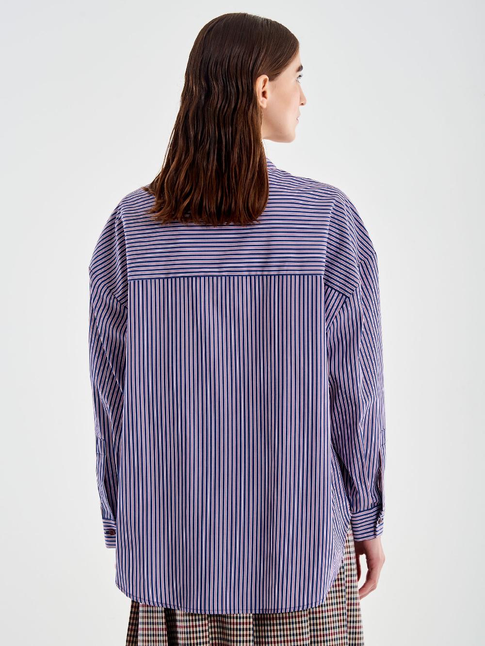 Vicolo Camicia con Tasca a Righe Blu Economico