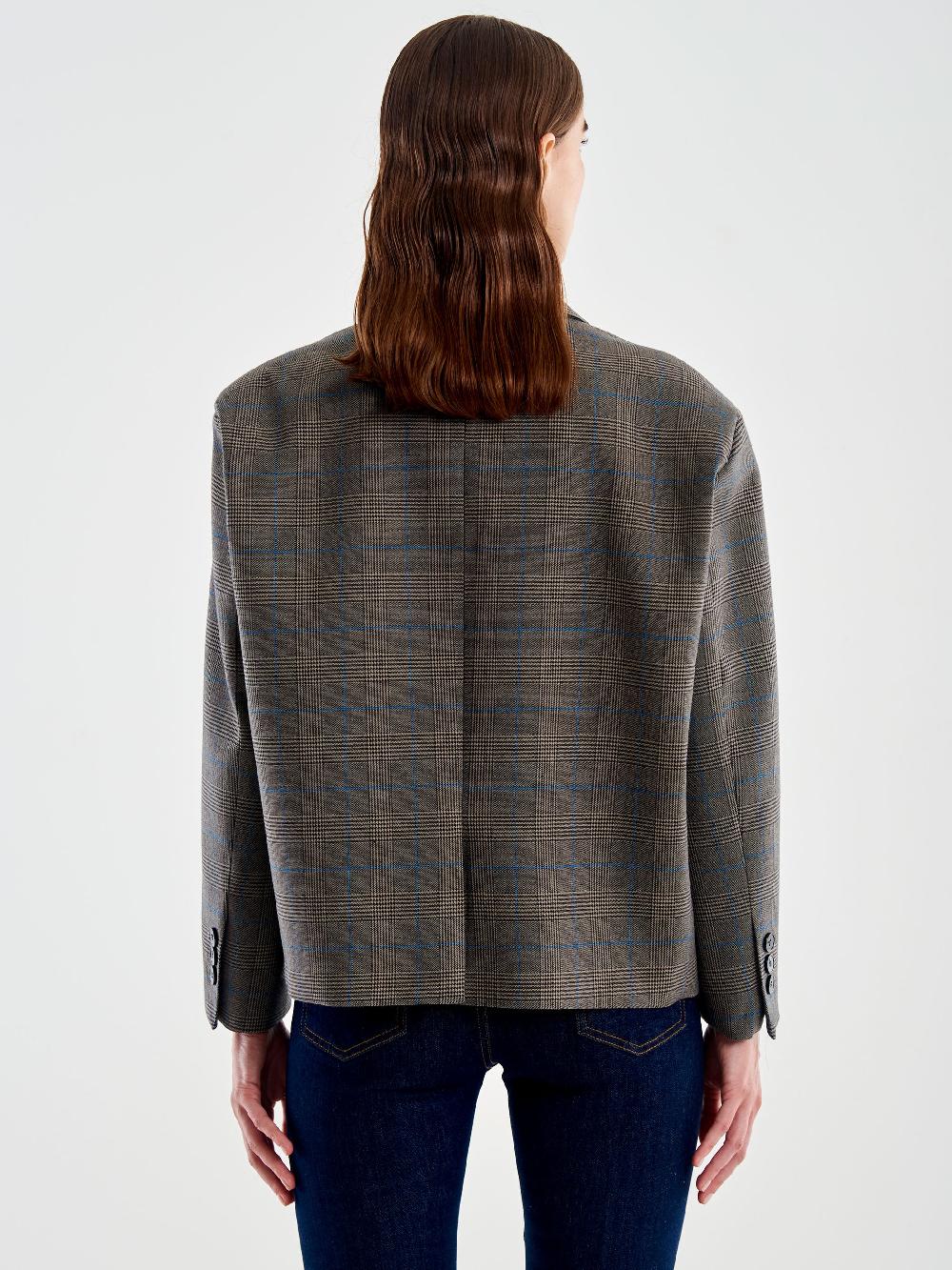 Vicolo Giacca Oversized Cropped Quadri Marrone Saldi