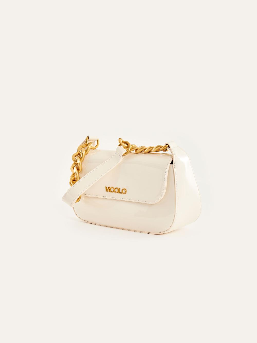 Vicolo Borsa Glossy Piccadilly Bianco In Saldo