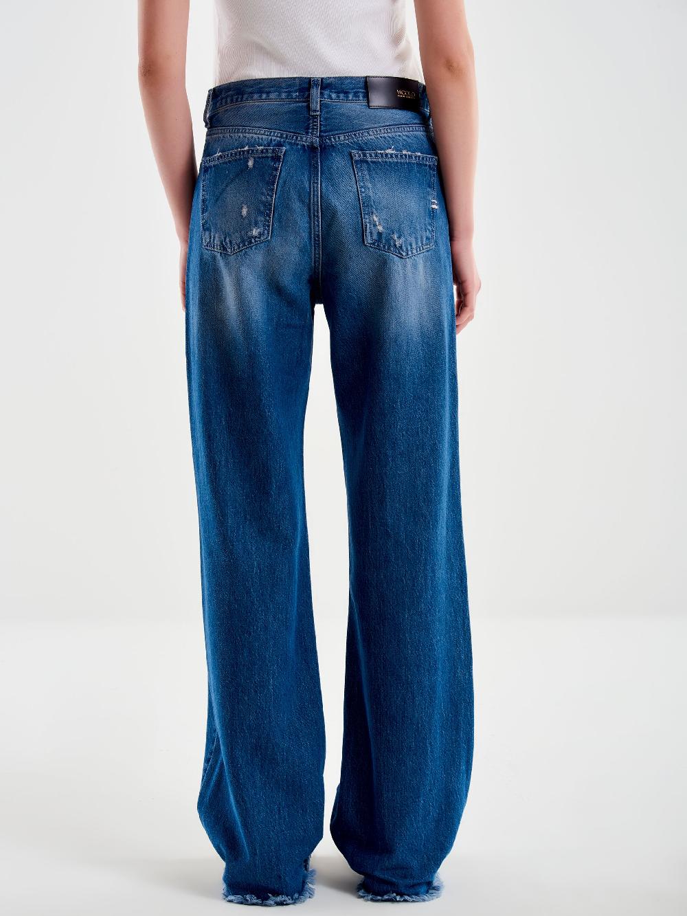 Vicolo Jeans Ampio Zeno Sfrangiato Blu Affare Del Giorno