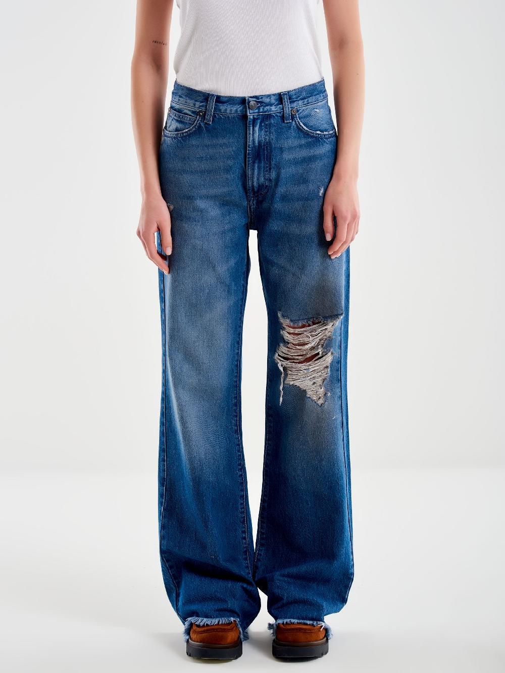 Vicolo Jeans Ampio Zeno Sfrangiato Blu Affare Del Giorno
