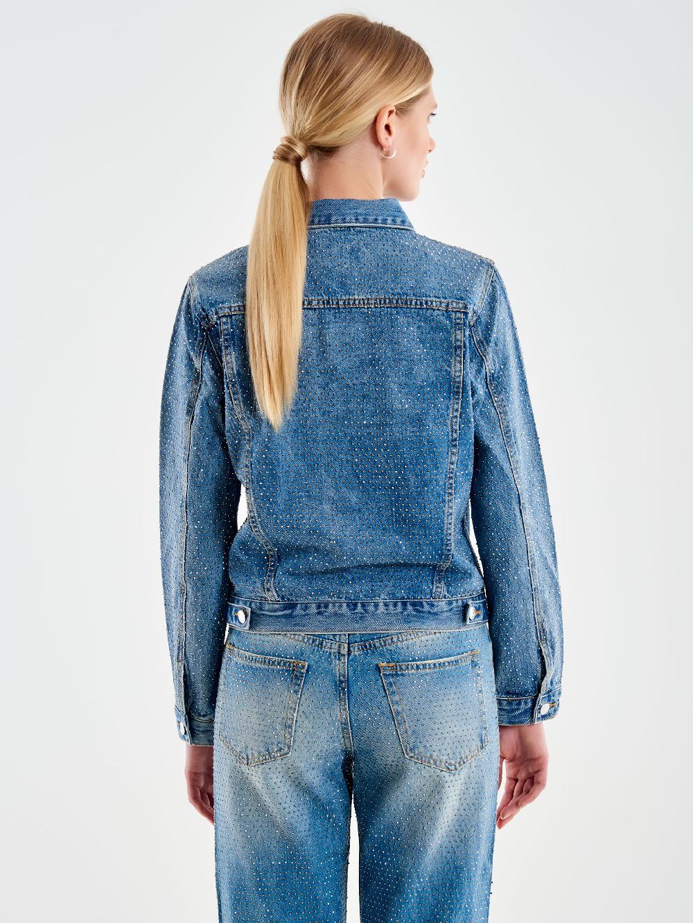 Vicolo Giacca Jeans con Strass Blu Sottocosto