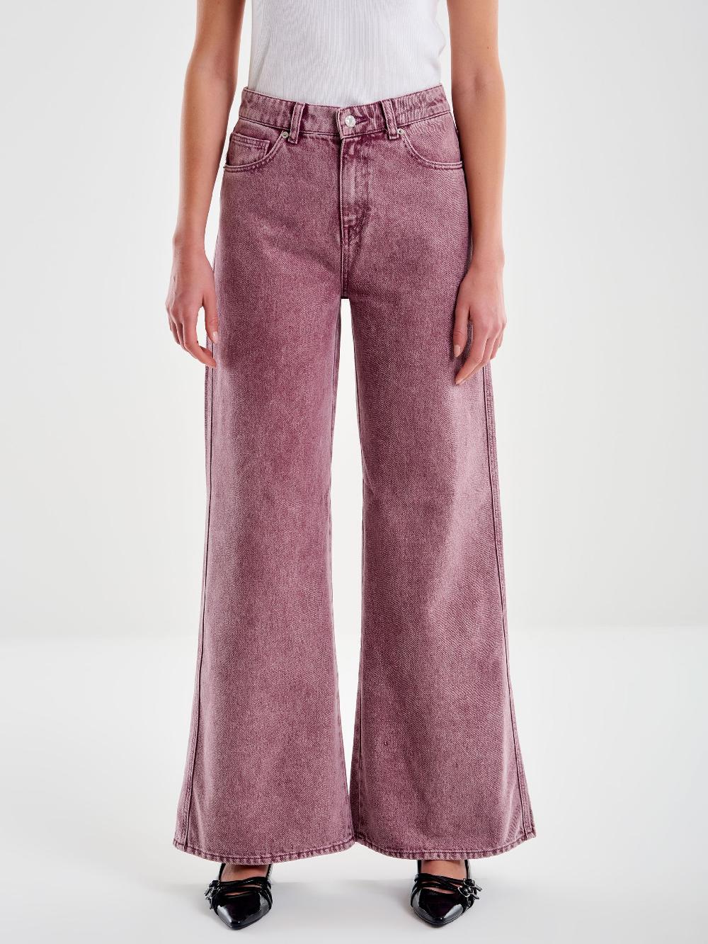 Vicolo Jeans Kia Wide Leg Bordeaux Bordeaux Vendita Calda