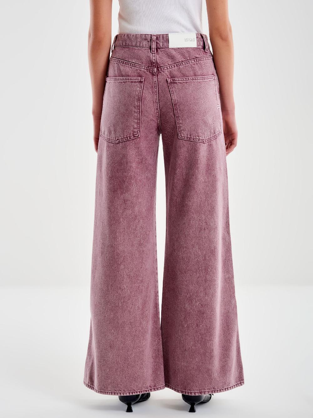 Vicolo Jeans Kia Wide Leg Bordeaux Bordeaux Vendita Calda