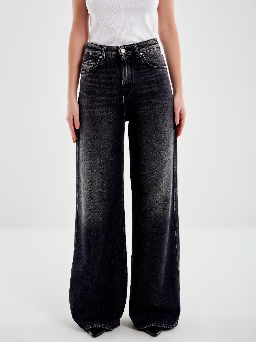 Vicolo Jeans Kia Wide Leg Nero In vendita