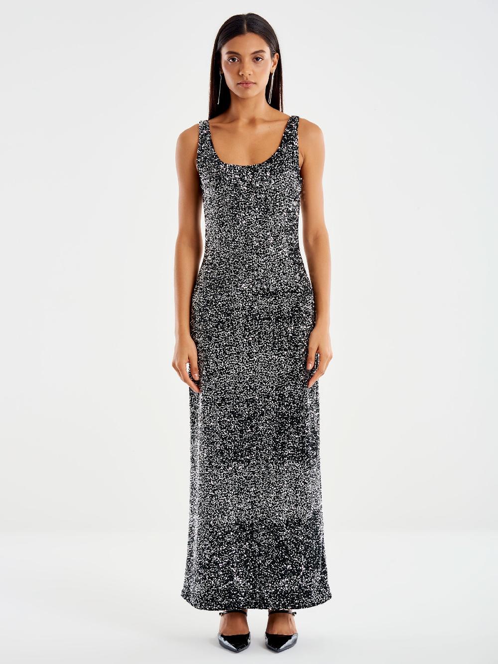 Vicolo Abito Lungo Paillettes Nero 2025
