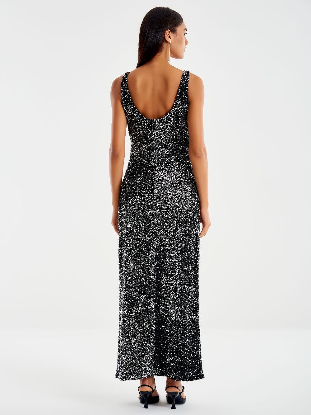 Vicolo Abito Lungo Paillettes Nero 2025