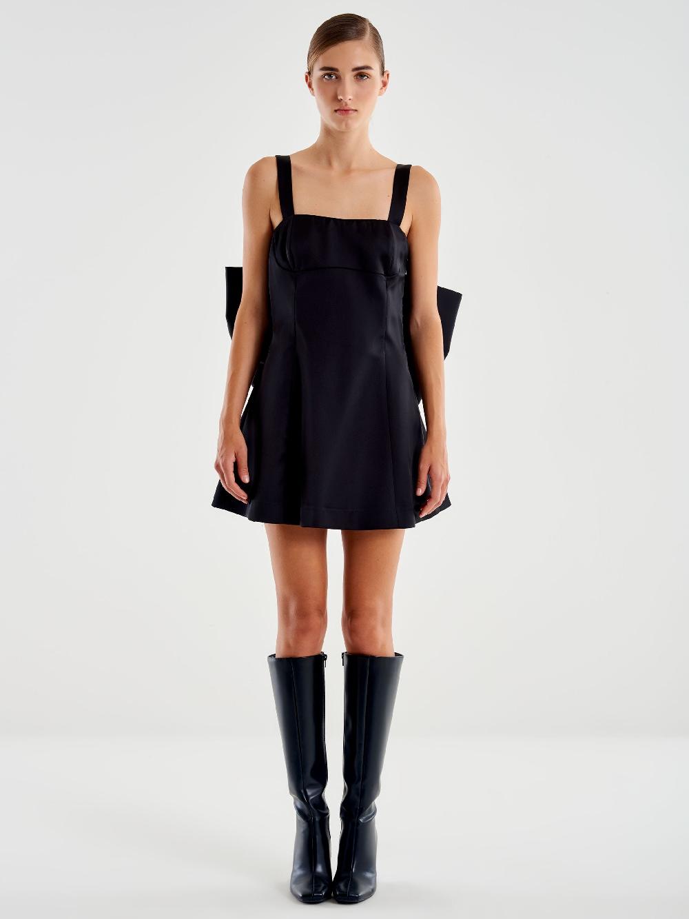 Vicolo Abito Mini con Maxi Fiocco Nero Italy