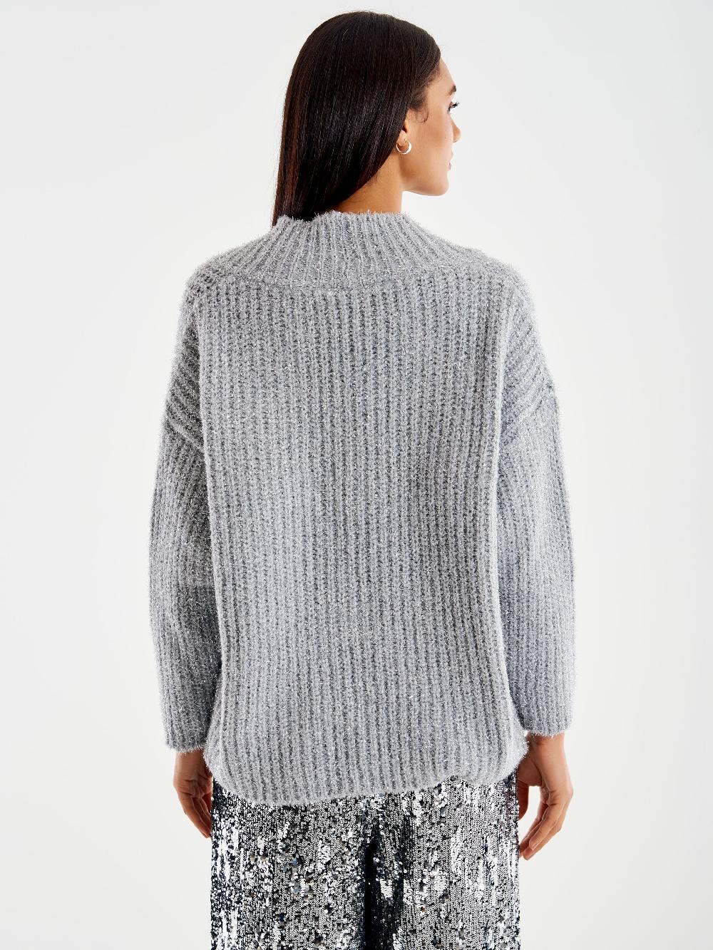 Vicolo Pull Scollo a V Profondo Lurex Grigio Negozi Online
