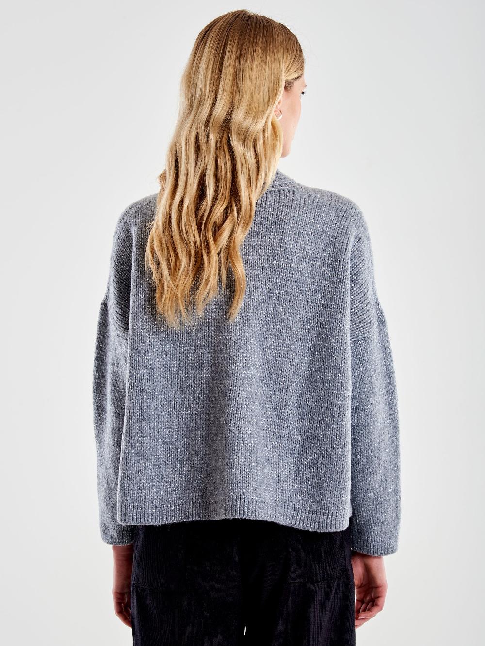 Vicolo Cardigan Bottoni Gioiello e Scollo a V Grigio Consegna Veloce