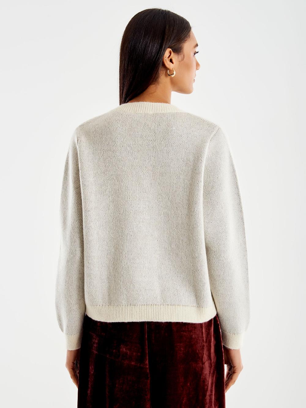 Vicolo Pull Con Orsetto Ricamato Bianco Novità