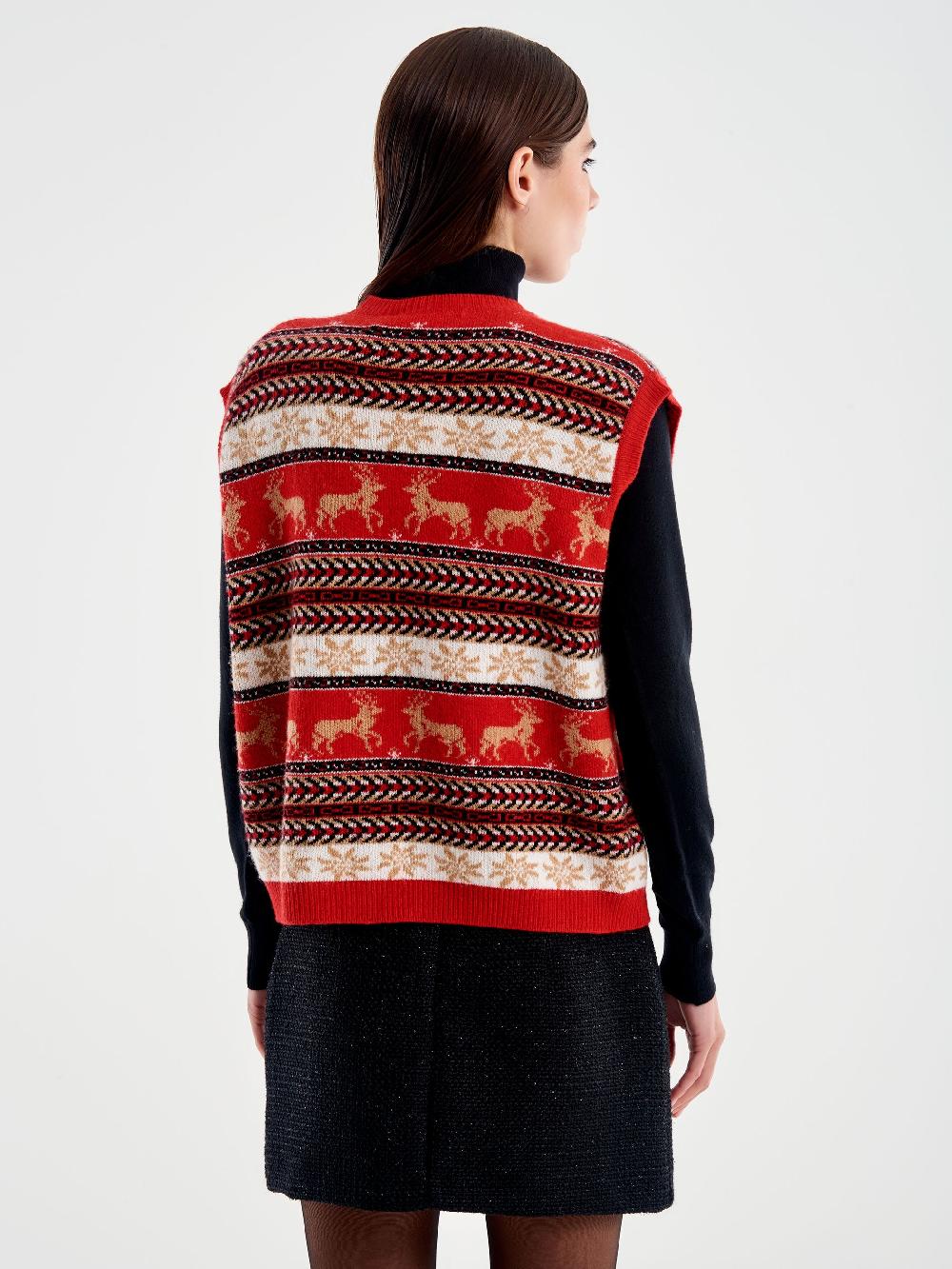 Vicolo Cardigan scollo a V Motivo Atzeco Rosso Outlet