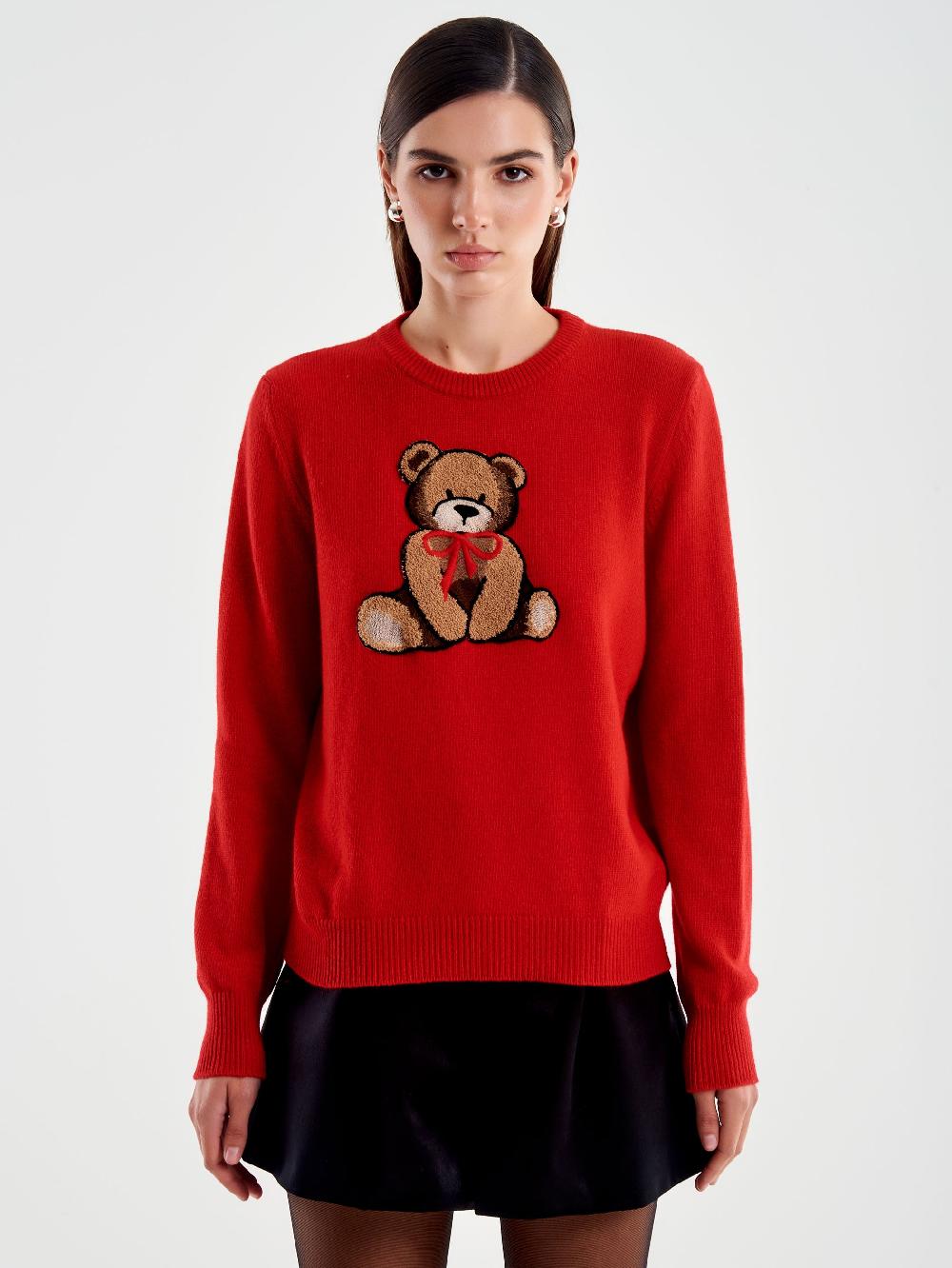 Vicolo Pull Orsetto con Fiocco Rosso Sconto