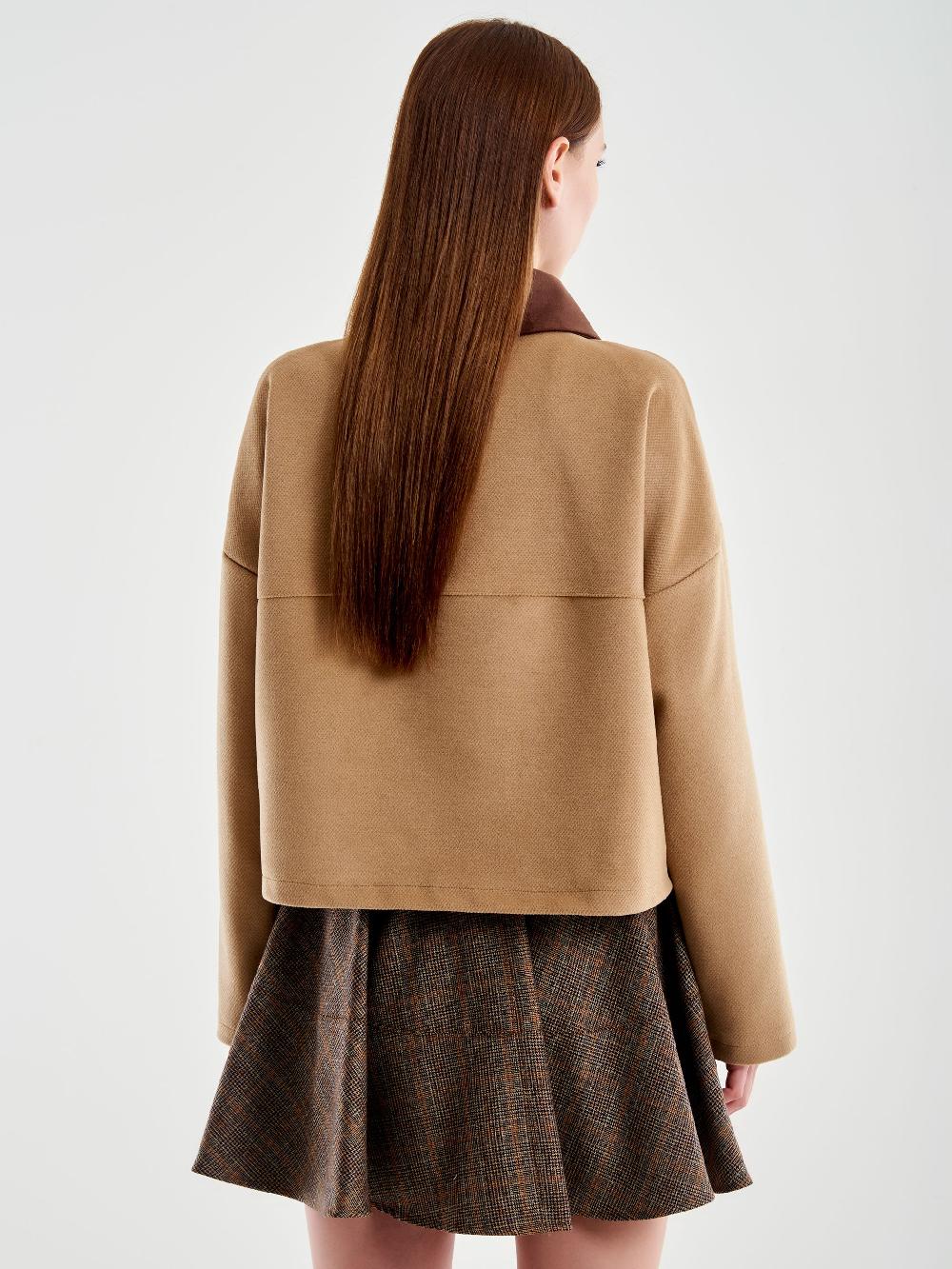 Vicolo Giacca Cropped con Spilla Gioiello Beige Hotsell