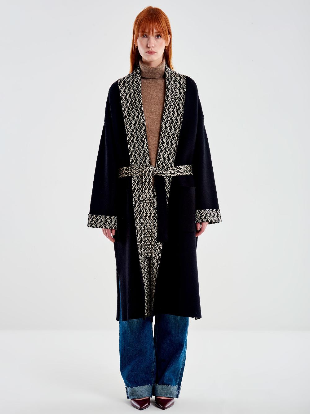 Vicolo Cappotto in Maglia Nero Vendite Flash