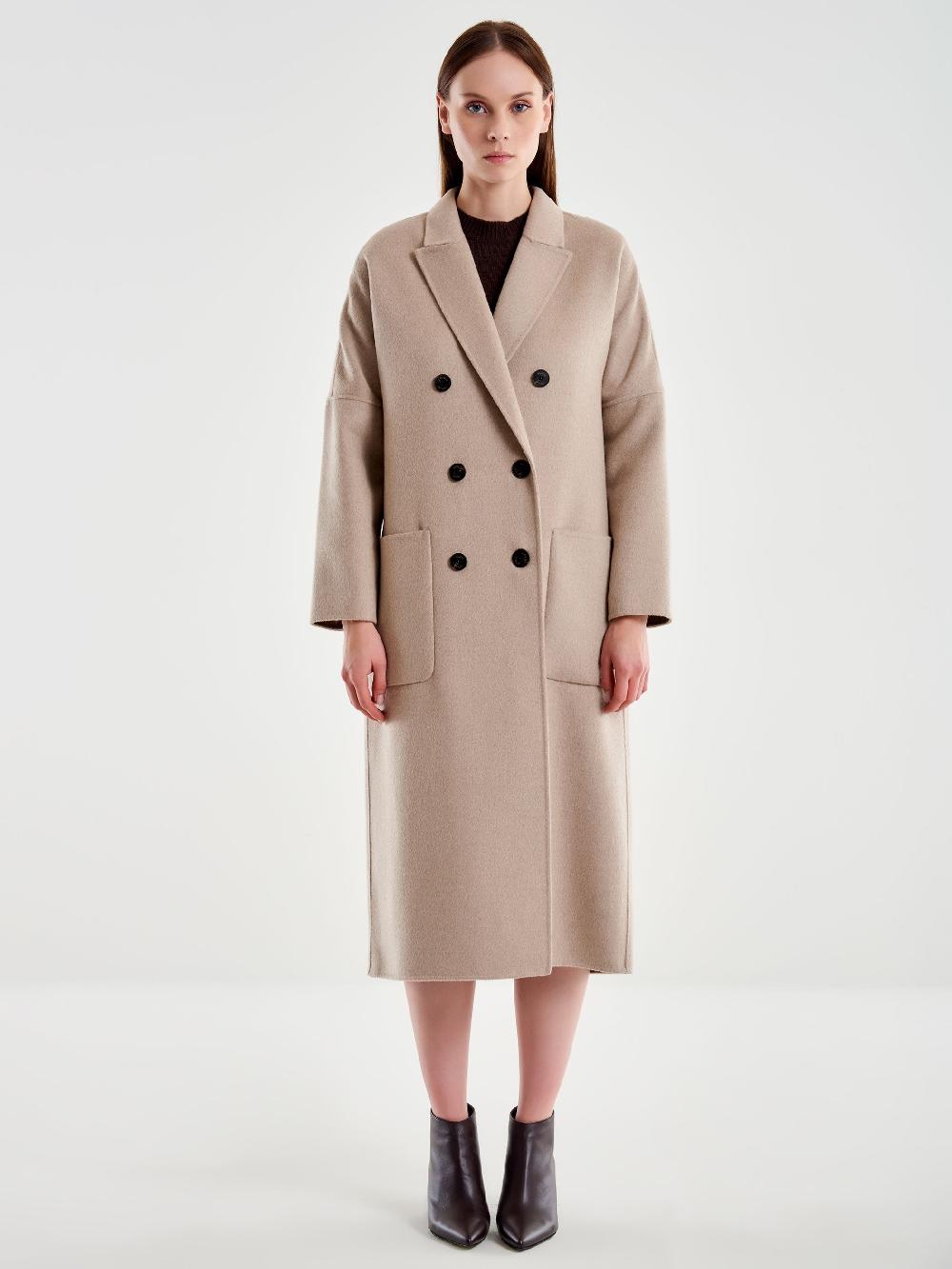 Vicolo Cappotto Doppiopetto Basic Lungo Tortora Nuova