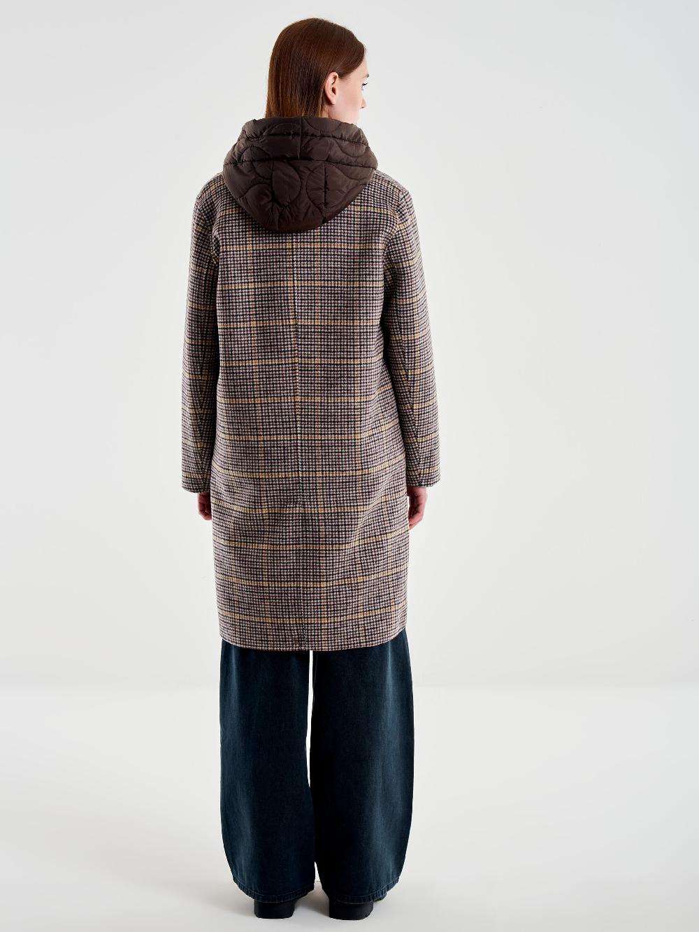 Vicolo Cappotto Check con Gilet Imbottito Beige 2025