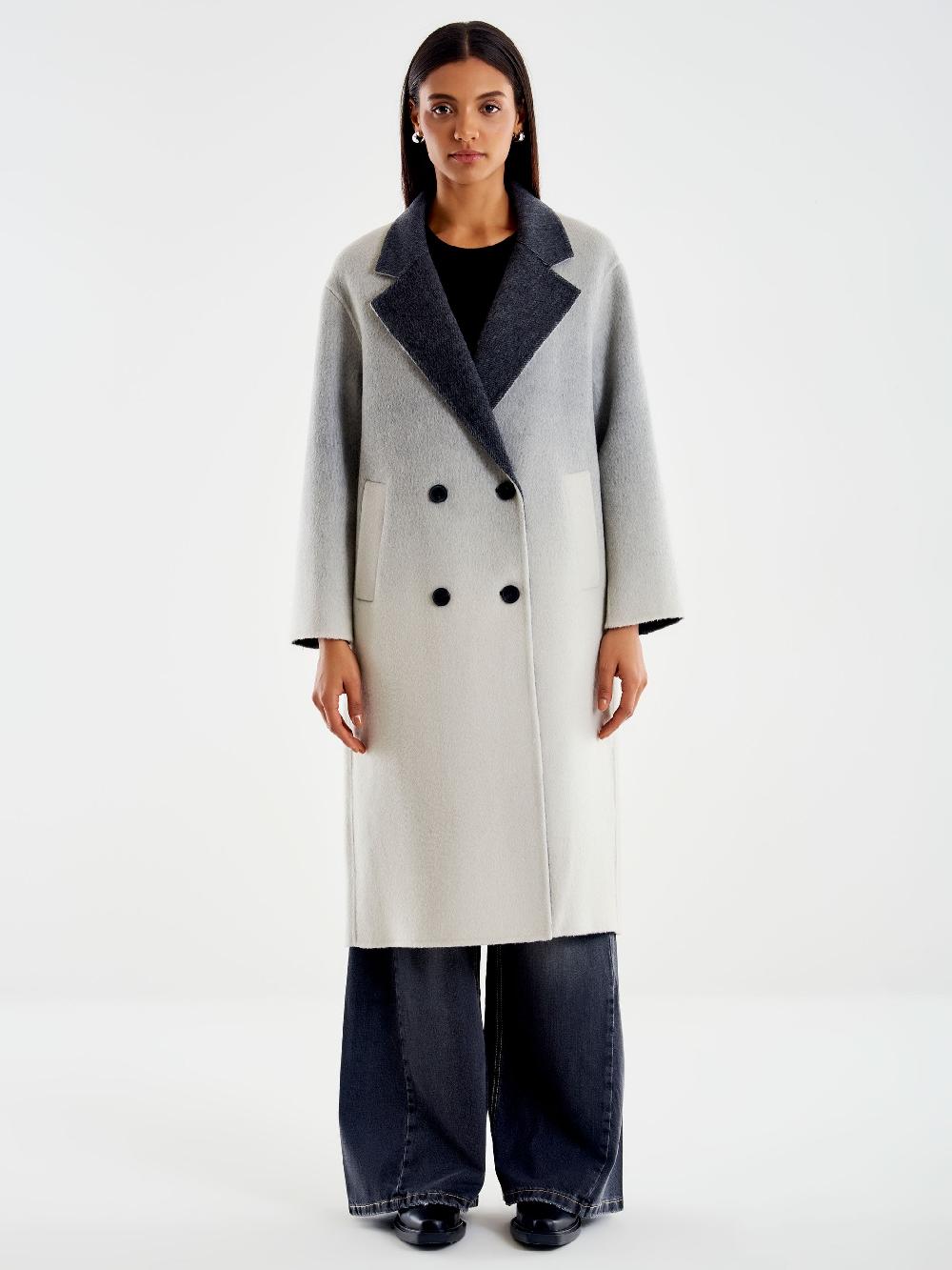 Vicolo Cappotto Ampio Effetto Sfumato Grigio Italy