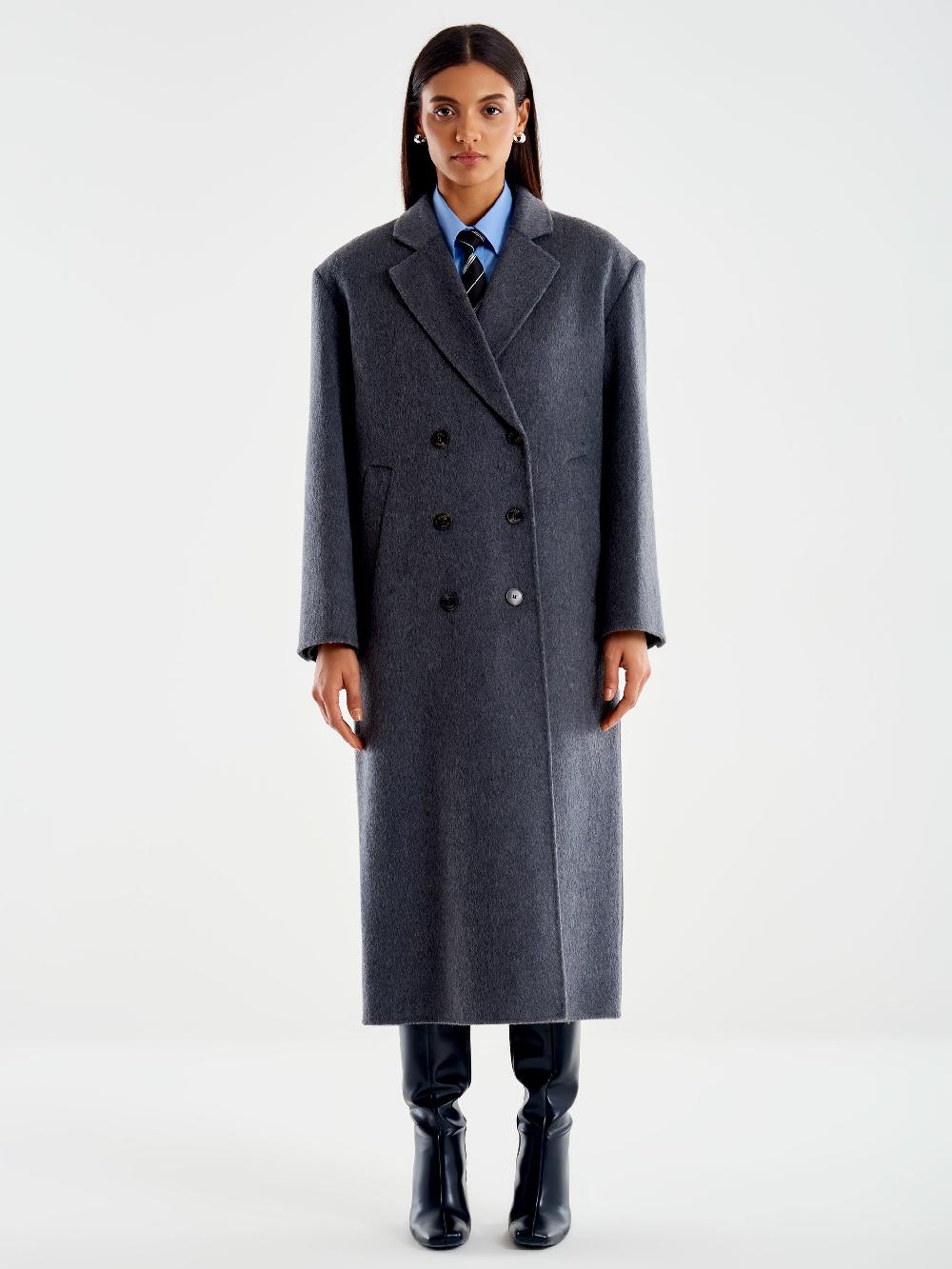 Vicolo Cappotto Maxi Spalle Grigio In Linea