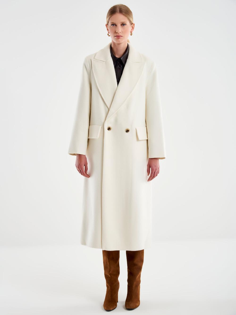 Vicolo Cappotto Lungo Doppiopetto Bianco Nuovo