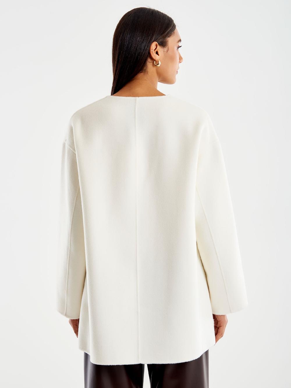 Vicolo Cappotto Corto Scollo a V Bianco Qualità