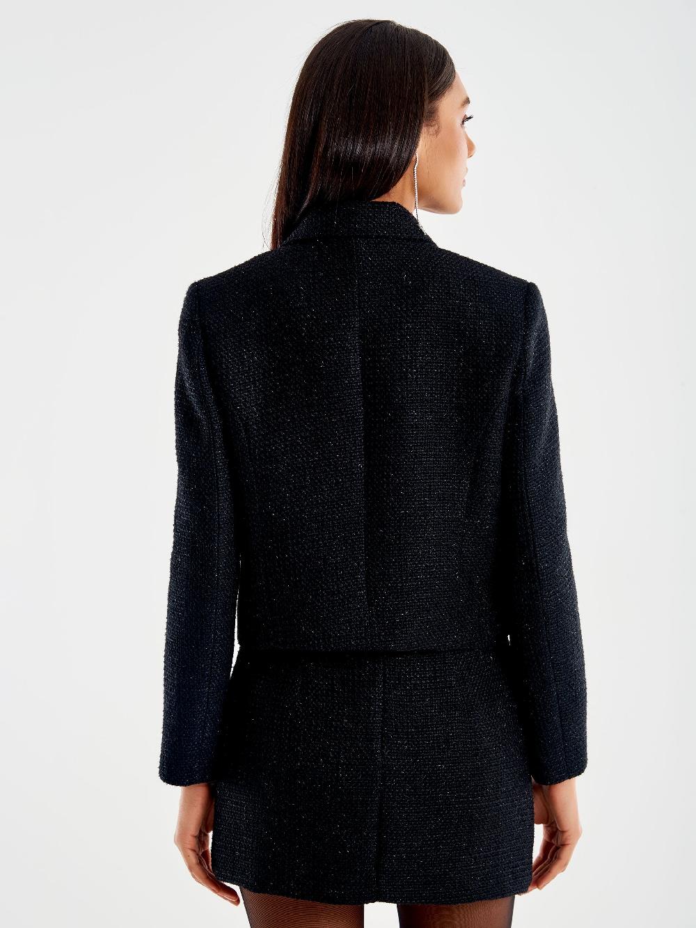 Vicolo Blazer Lamè Cropped Nero Promozione