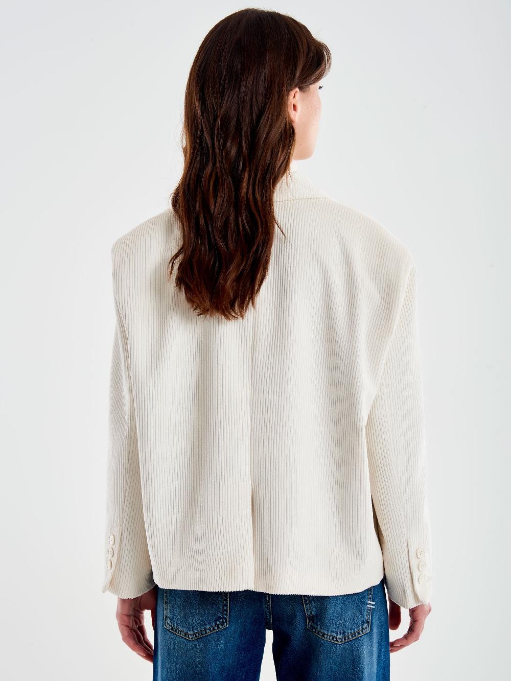 Vicolo Giacca Oversized Cropped Velluto Bianco Qualità Garantita