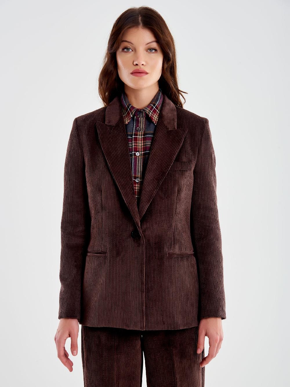 Vicolo Blazer Monopetto in Velluto a Coste Moro Promozione Limitata