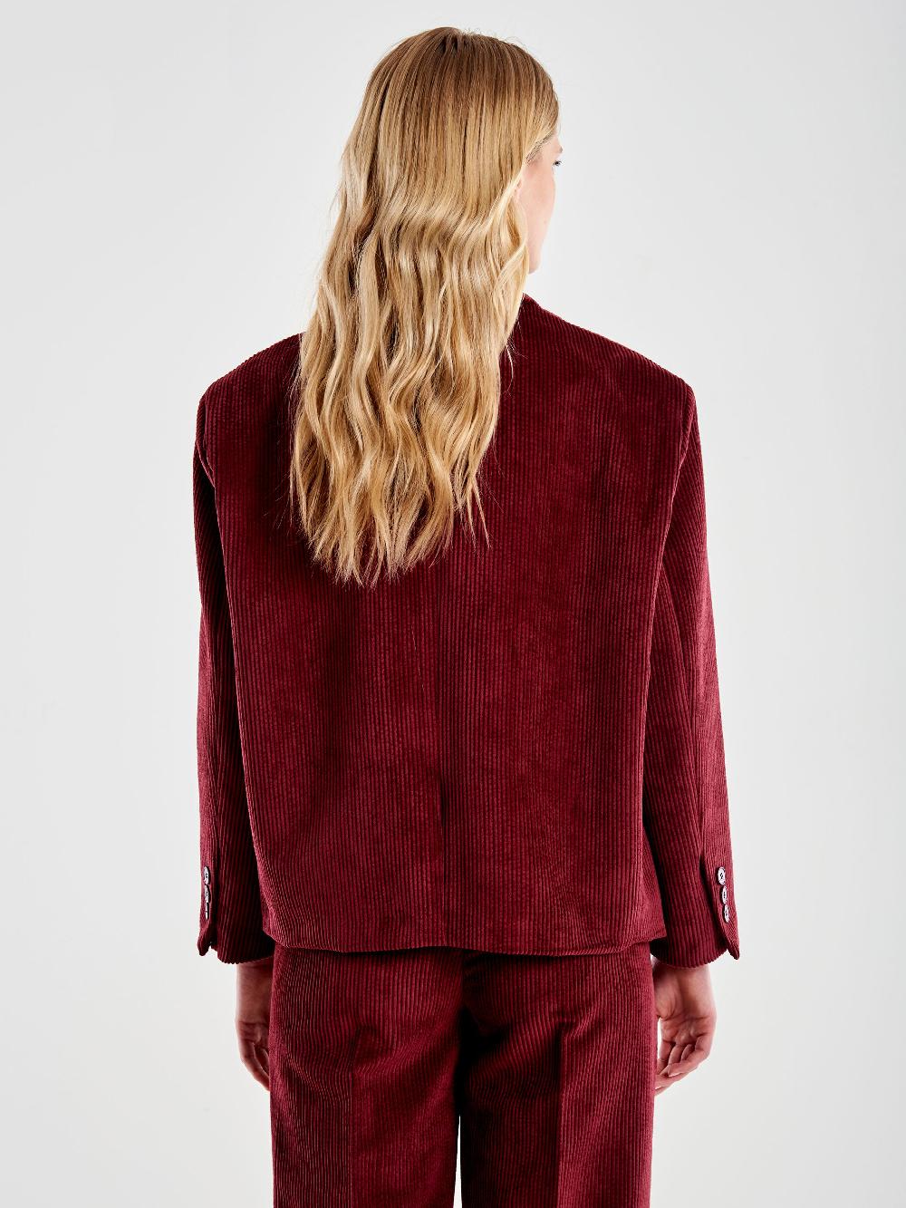 Vicolo Giacca Oversized Cropped in Velluto Bordeaux Fino Al -60%
