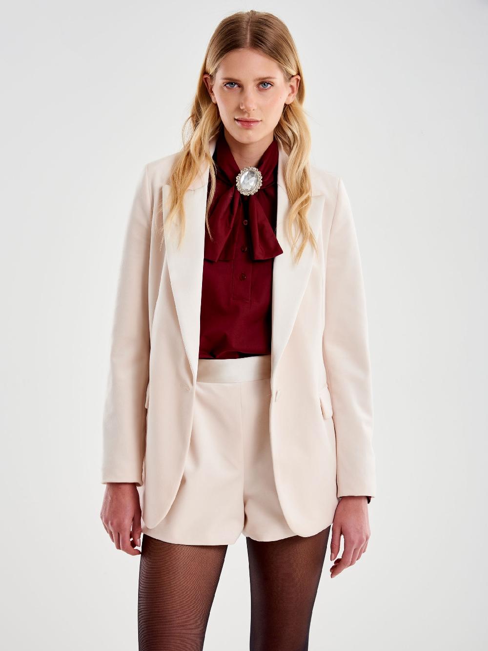 Vicolo Blazer Velluto con Reverse Satin Bianco Shopping Online