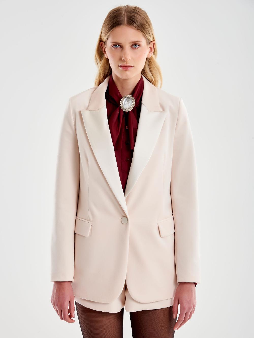 Vicolo Blazer Velluto con Reverse Satin Bianco Shopping Online