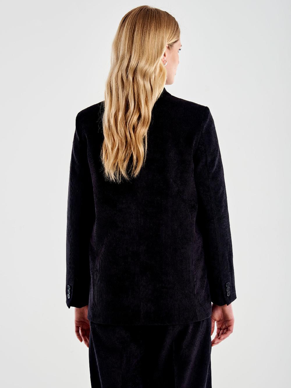 Vicolo Blazer in Velluto Doppiopetto Nero Affare Del Giorno