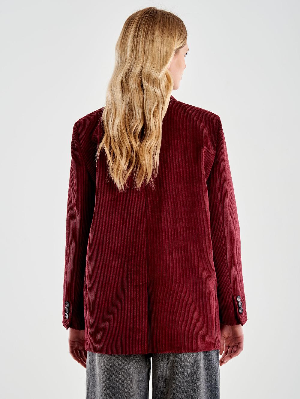 Vicolo Blazer con Rosa Oversized Velluto Bordeaux Sottocosto