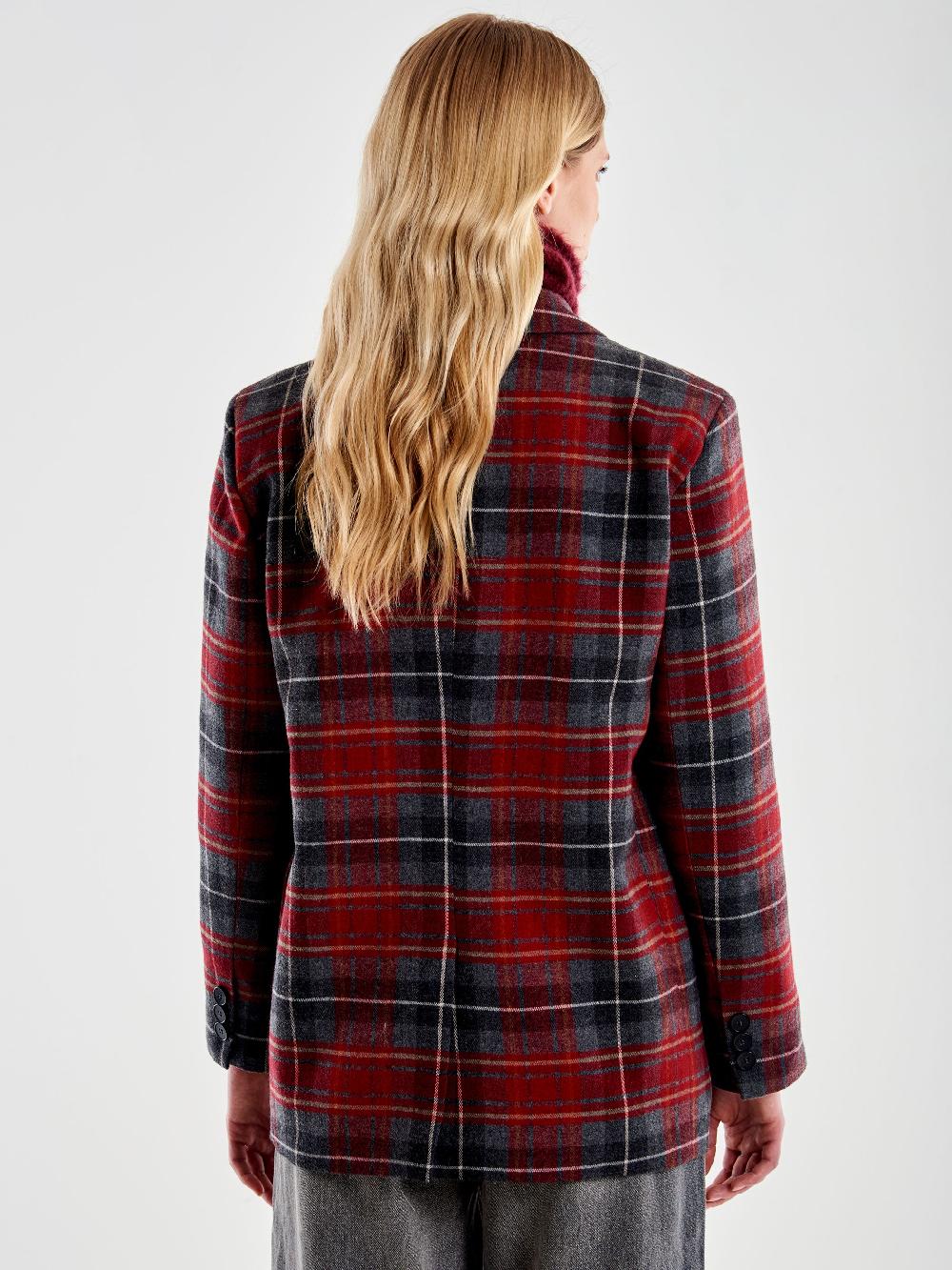 Vicolo Blazer Doppiopetto Over Spilla Quadri Bordeaux Convenienza
