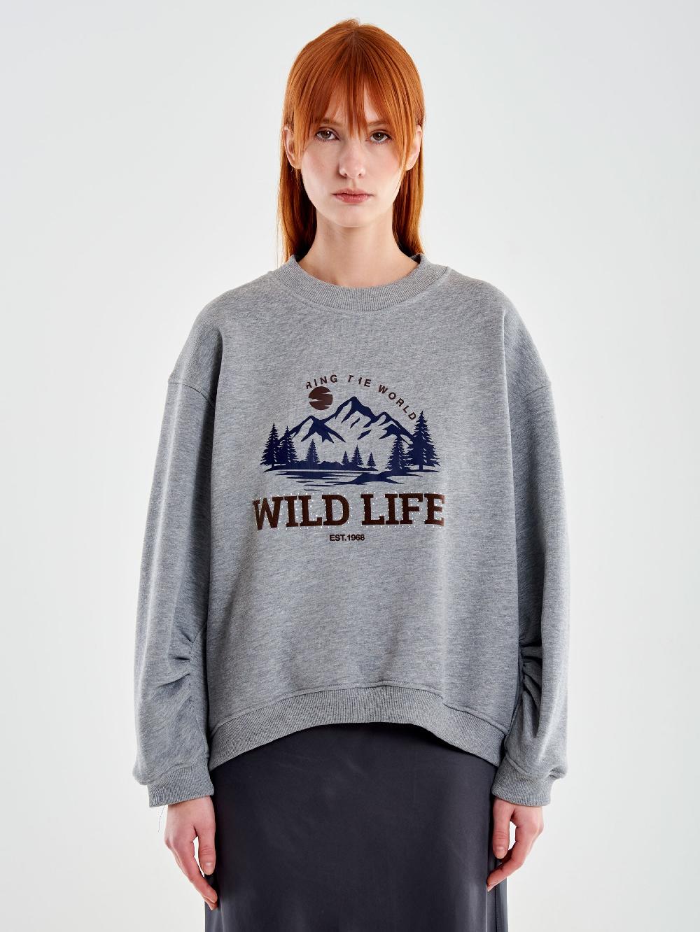 Vicolo Felpa Oversized Wild Life Grigio Offerta