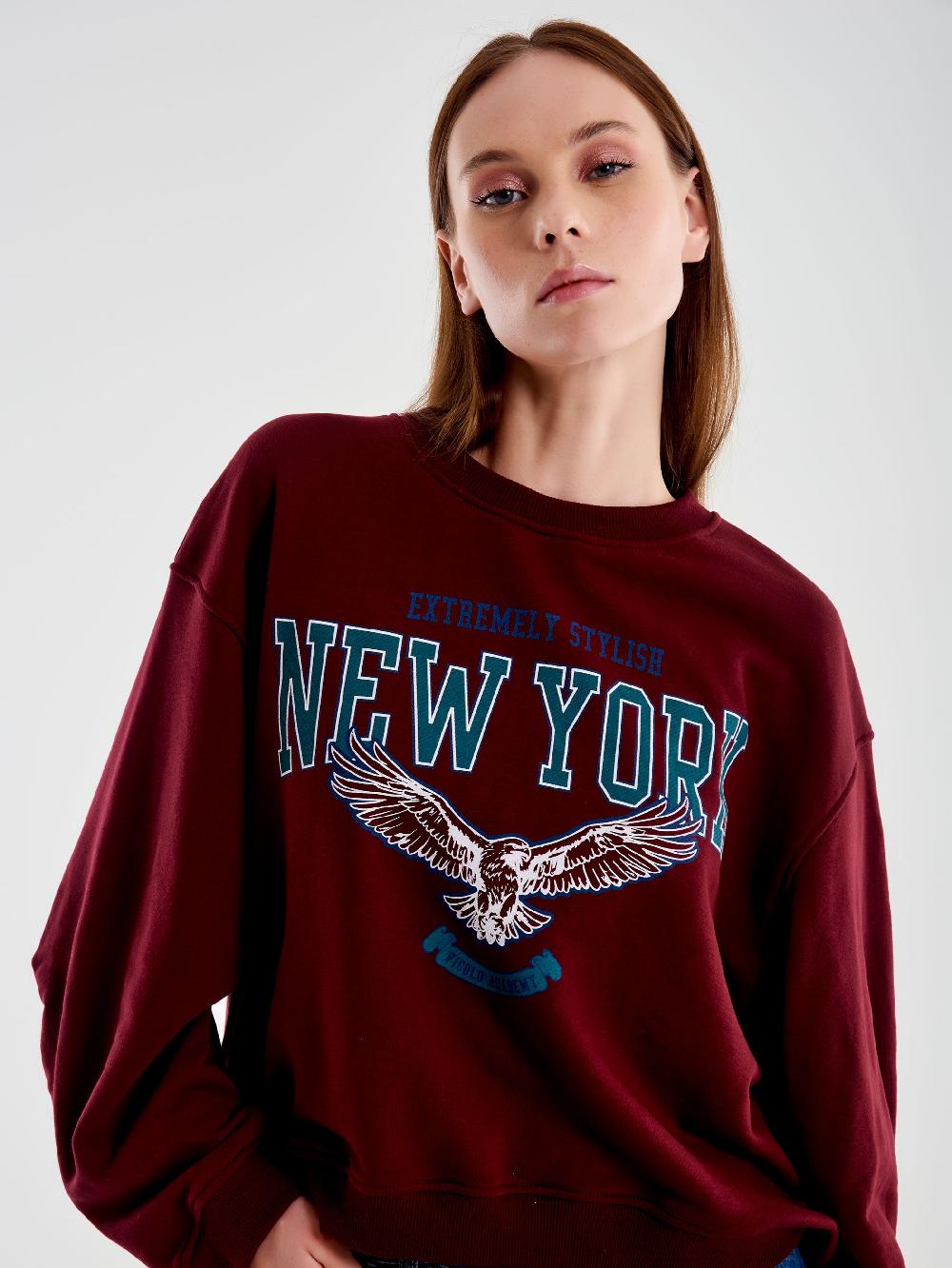Vicolo Felpa Oversized Varsity Bordeaux In Vendita